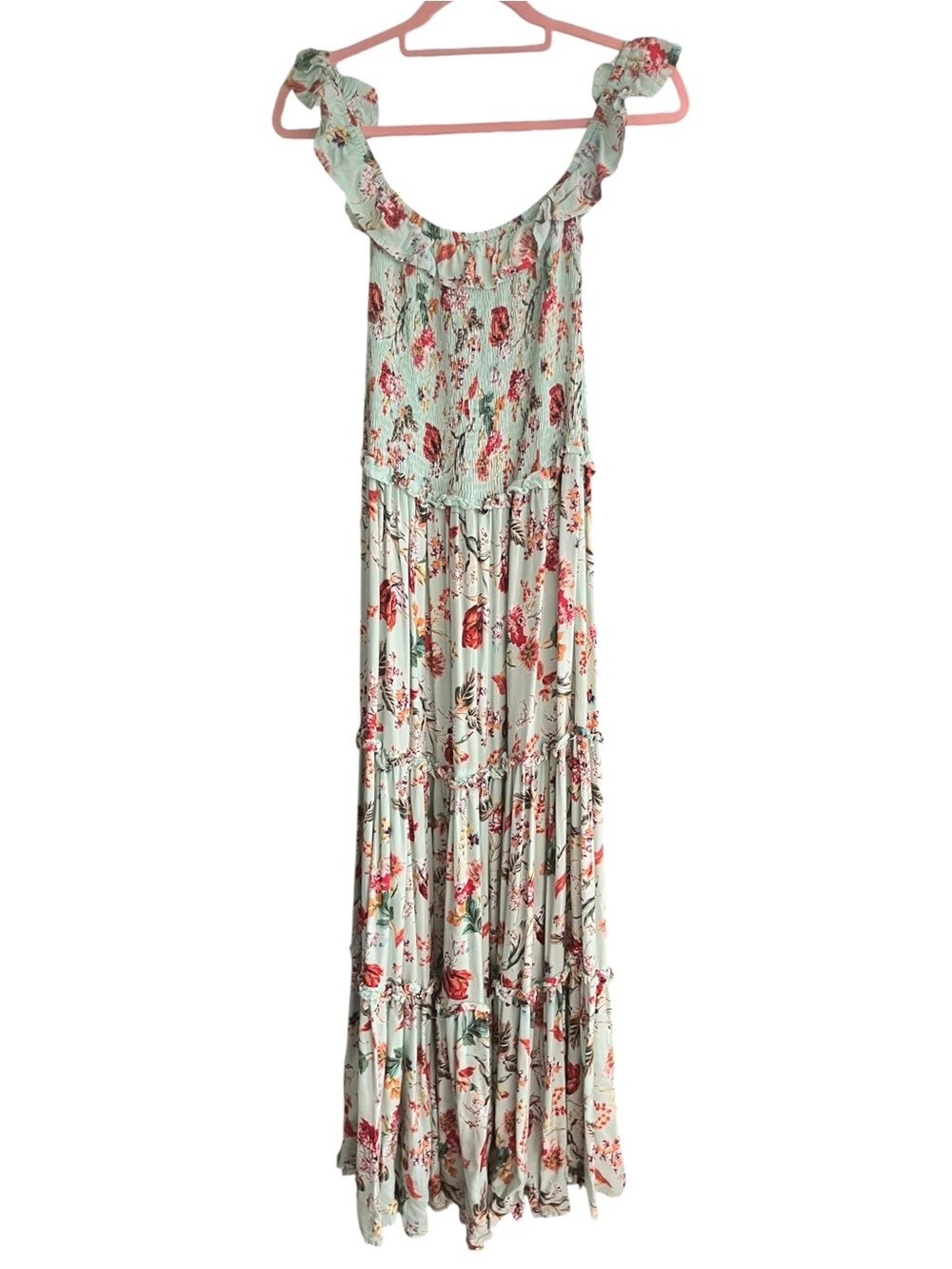 Abel The Label Boho Floral Smocked Tiered Maxi Dress Size M - Picture 2 of 6